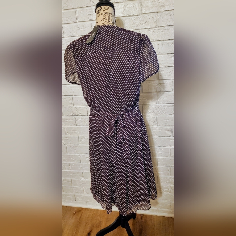 NWT JBS women plum polka dot midi dress size 14 W - Picture 3 of 11